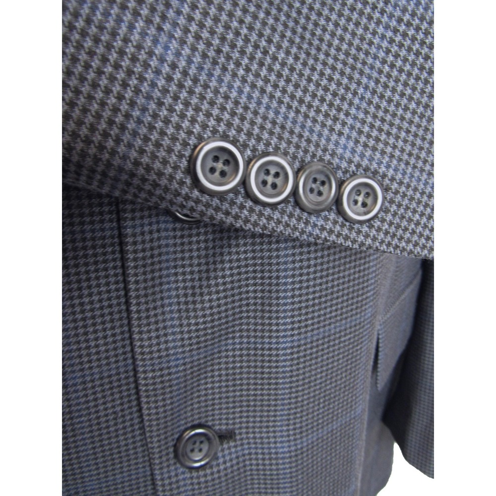 Lineo Uomo Sport Coat 3-Button Navy/Black Puppytooth Windowpane Men's Size 48R